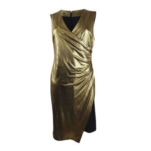 Tommy Hilfiger Women's Metallic Jersey Wrap Dress - Gold/Black